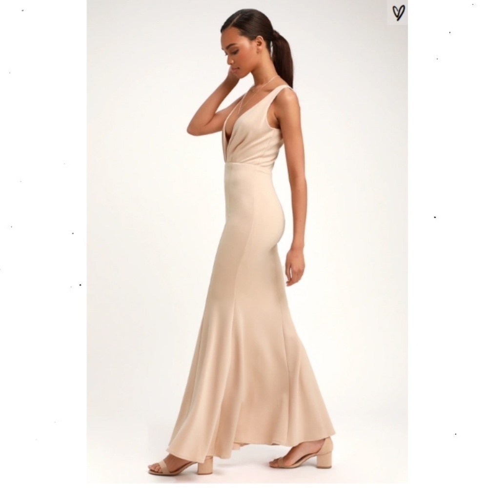 NEW Lulu's Mermaid Formal Blush Fitted Maxi Dress - Picture 2 of 8